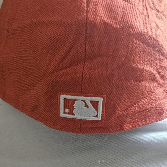 New Atlanta Braves Hat Sz 7 3/8 New Era 59Fifty Script “a” BP Orange Canvas - Picture 4 of 6